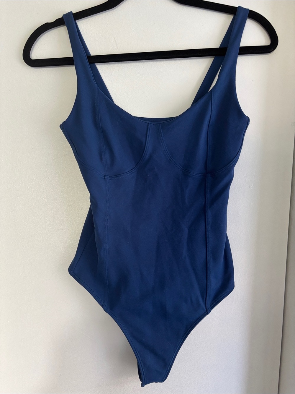Abercrombie & Fitch A&F Soft Navy Blue Scoop Neck Corset Bodysuit Small